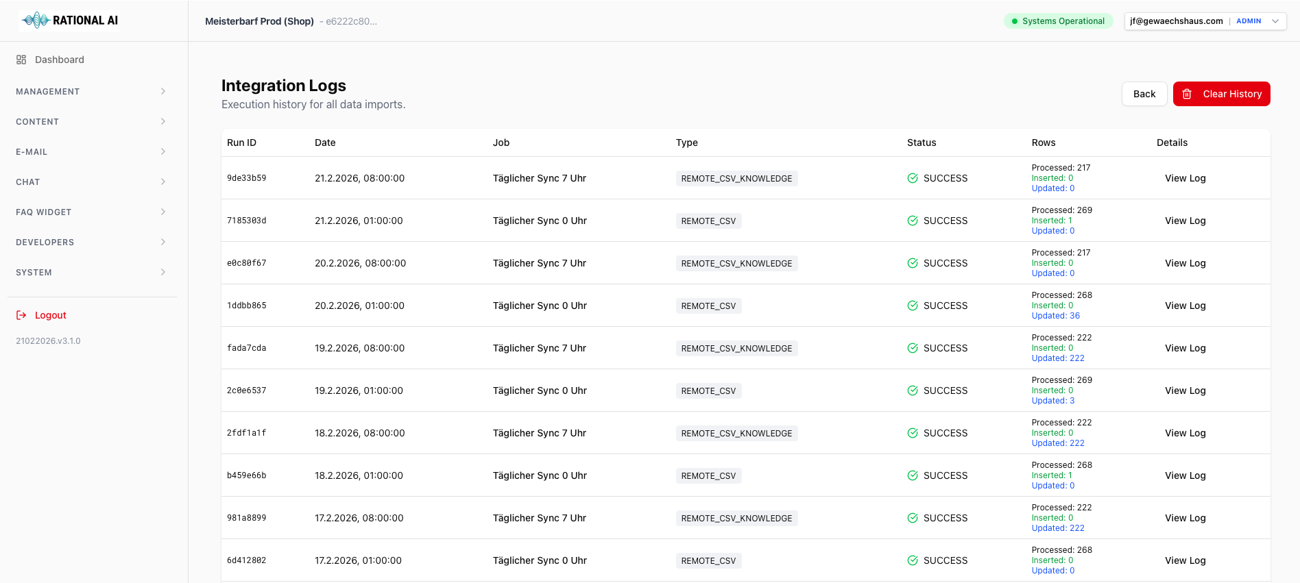 Rational AI Daten-Integration – Konnektoren